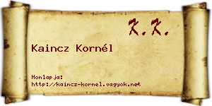 Kaincz Kornél névjegykártya
